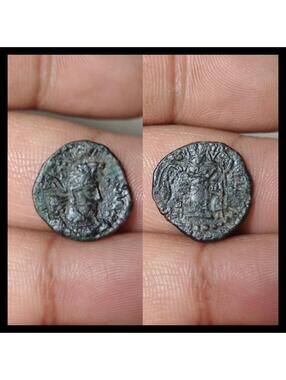 KUSHANO SASANIAN. AE UNIT. HORMIZD I KUSHANSHAH 265-295 AD. FIRE ALTAR REVERSE